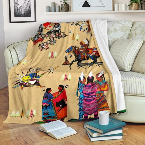 Native Descendants Native American Fleece Blanket Sherpa Blanket