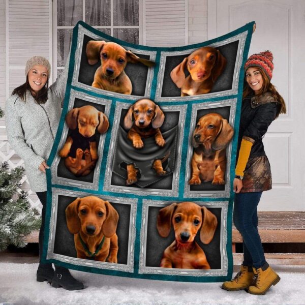 Dachshund Puppies Fleece Blanket Sherpa Blanket