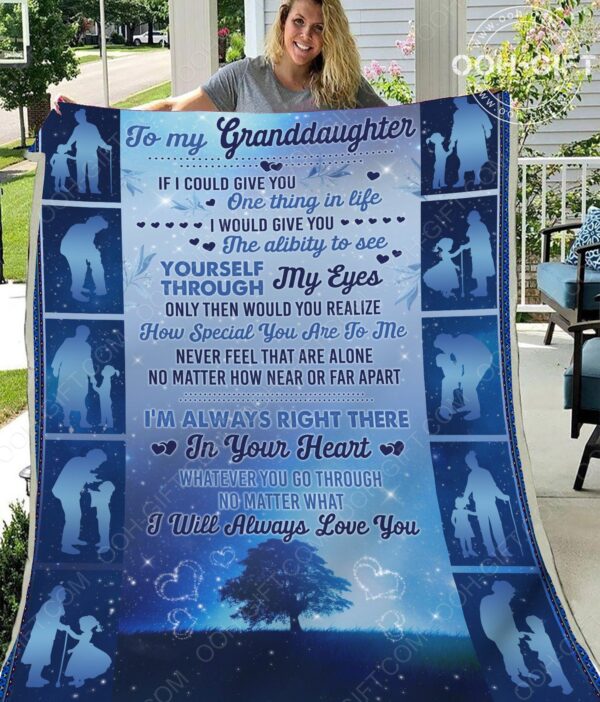 To My Granddaughter Blue Fleece Blanket Sherpa Blanket