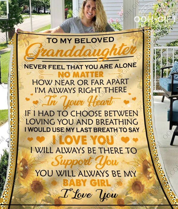 To My Granddaughter Flower Yellow Fleece Blanket Sherpa Blanket