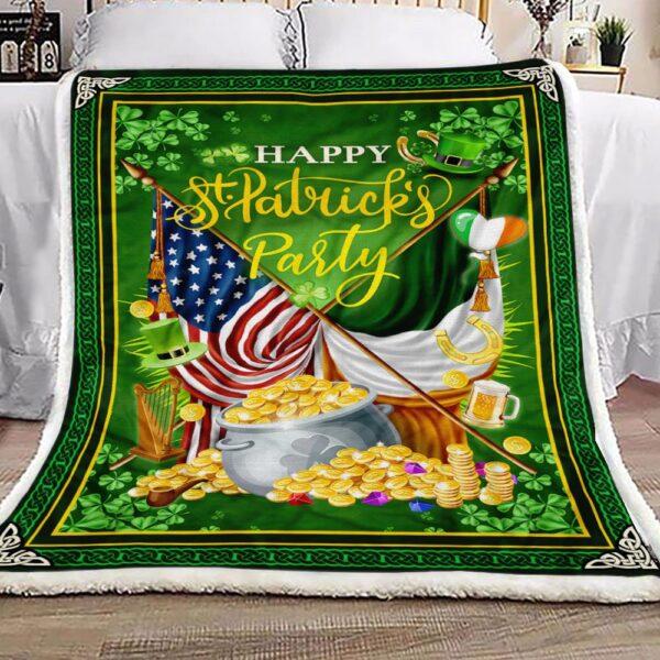 St Patricks Day Irish American Fleece Blanket Sherpa Blanket