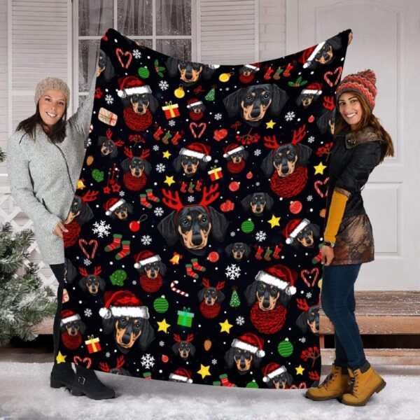 Dachshund Christmas Fleece Blanket Sherpa Blanket