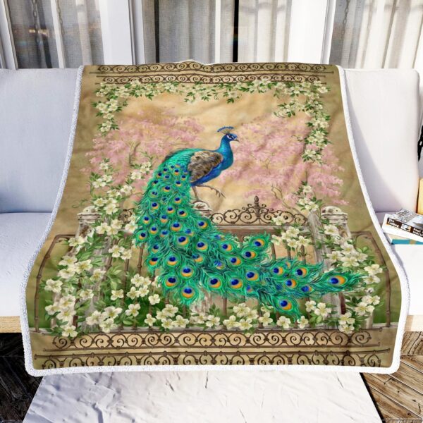 Peacocks Art Vintage Fleece Blanket Sherpa Blanket