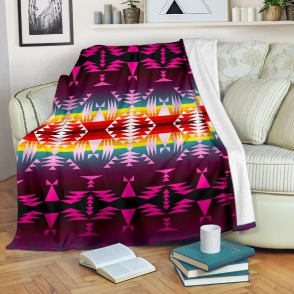 Purple Sunset Geometric Native American Fleece Blanket Sherpa Blanket