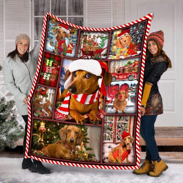 Dachshund Christmas Fleece Blanket Sherpa Blanket