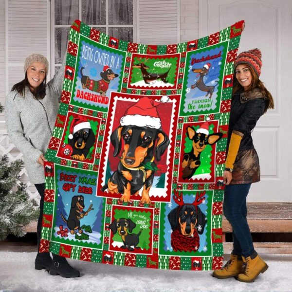 Dachshund Christmas Fleece Blanket Sherpa Blanket