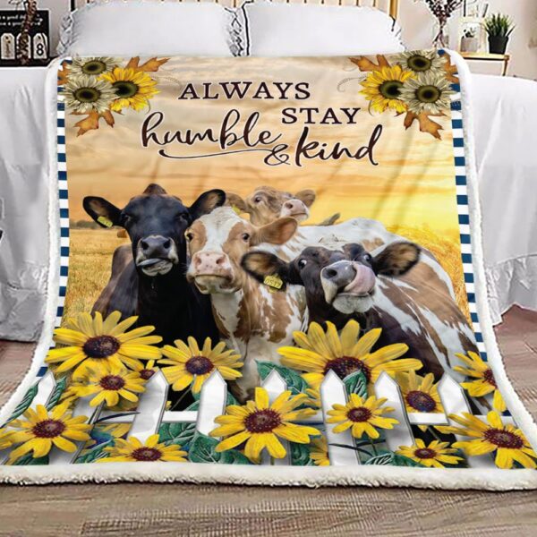 Cow Sunflower Fleece Blanket Sherpa Blanket