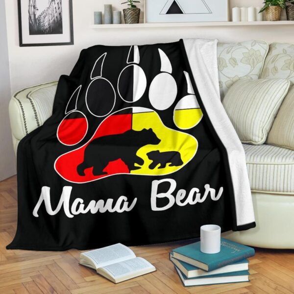 Native American Mama Bear Fleece Blanket Sherpa Blanket