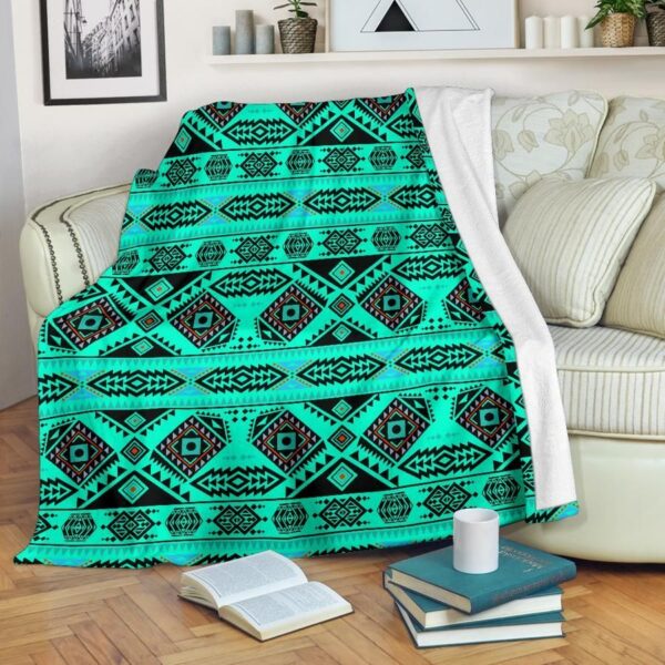 Turquoise Native Fleece Blanket Sherpa Blanket