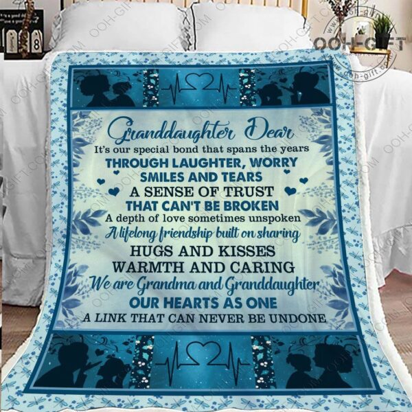 To My Granddaughter Blue Fleece Blanket Sherpa Blanket