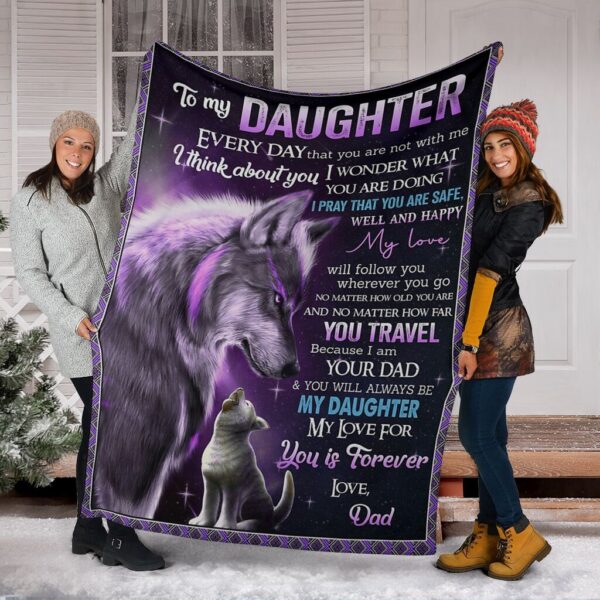 To My Daughter Wolf Fleece Blanket Sherpa Blanket