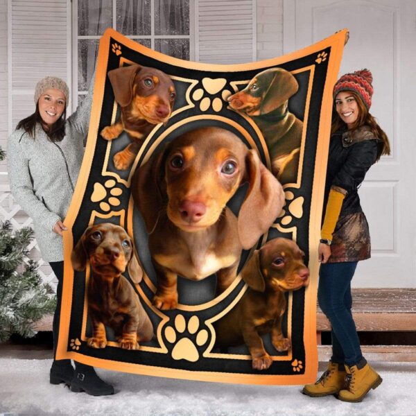 Cute Dachshund Fleece Blanket Sherpa Blanket