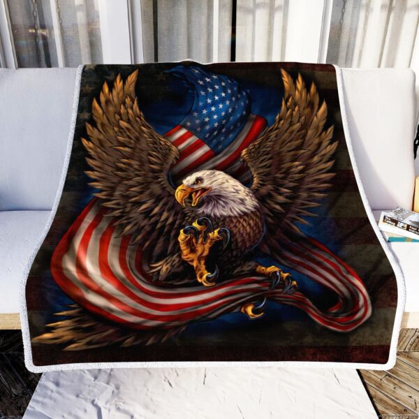 Eagle American Flag Fleece Blanket Sherpa Blanket