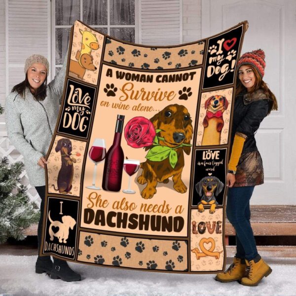Dachshund Fleece Blanket Sherpa Blanket
