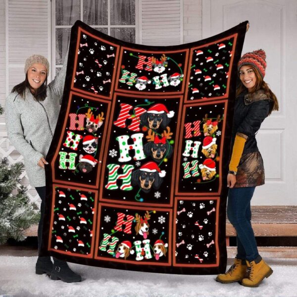 Dachshund Christmas Fleece Blanket Sherpa Blanket
