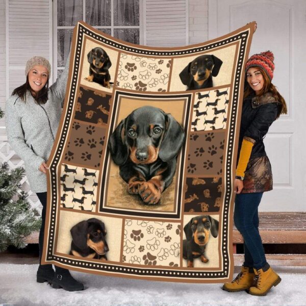 Dachshund Puppies Fleece Blanket Sherpa Blanket
