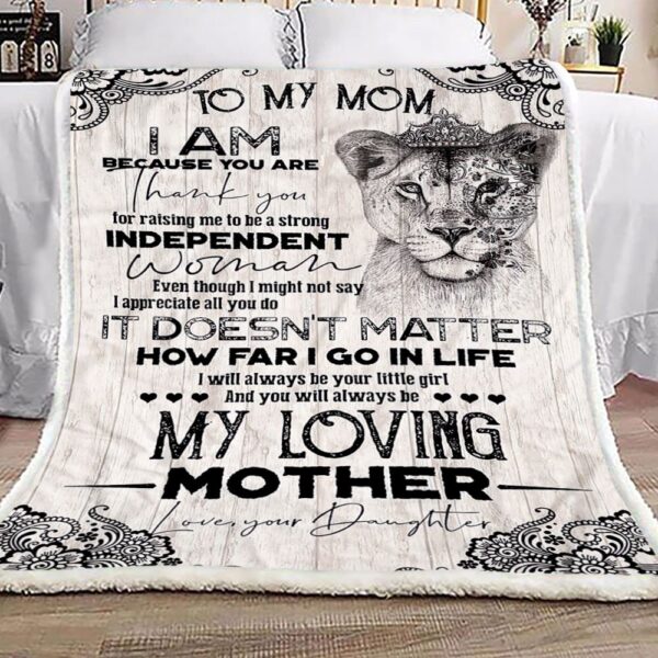 To My Mom Lioness Thank You Fleece Blanket Sherpa Blanket