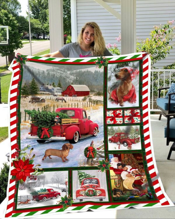 Dachshund Christmas Fleece Blanket Sherpa Blanket