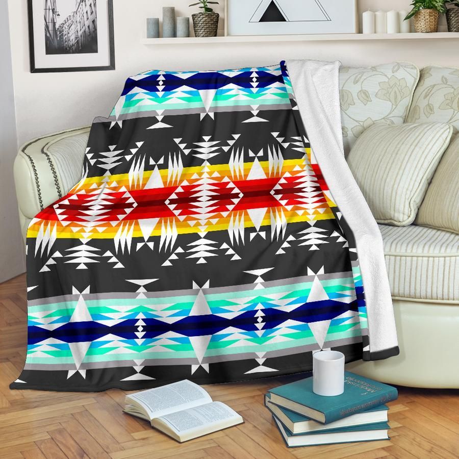Geometric Native American Fleece Blanket Sherpa Blanket The Daisy Shop