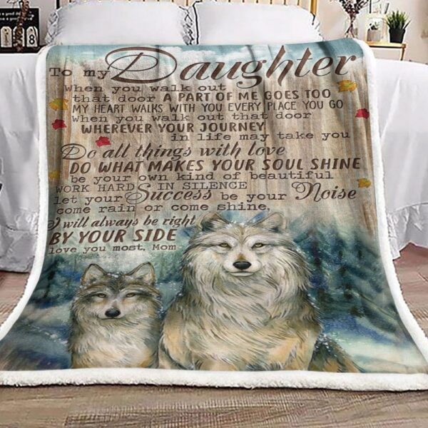 To My Daughter Wolf Fleece Blanket Sherpa Blanket