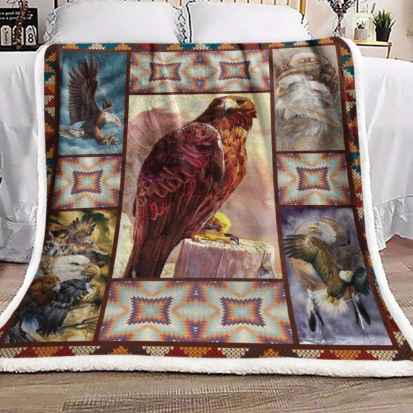 Native Eagles Fleece Blanket Sherpa Blanket
