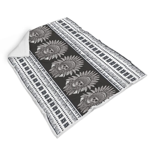 Native American Indian Skull Fleece Blanket Sherpa Blanket