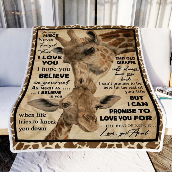 Giraffe To My Niece I Love You Love Your Aunt Fleece Blanket Sherpa Blanket