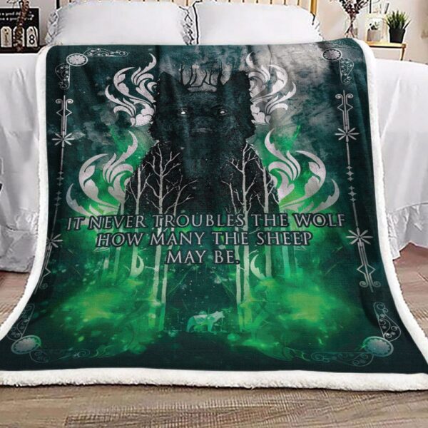 Forest Green Wolf Fleece Blanket Sherpa Blanket