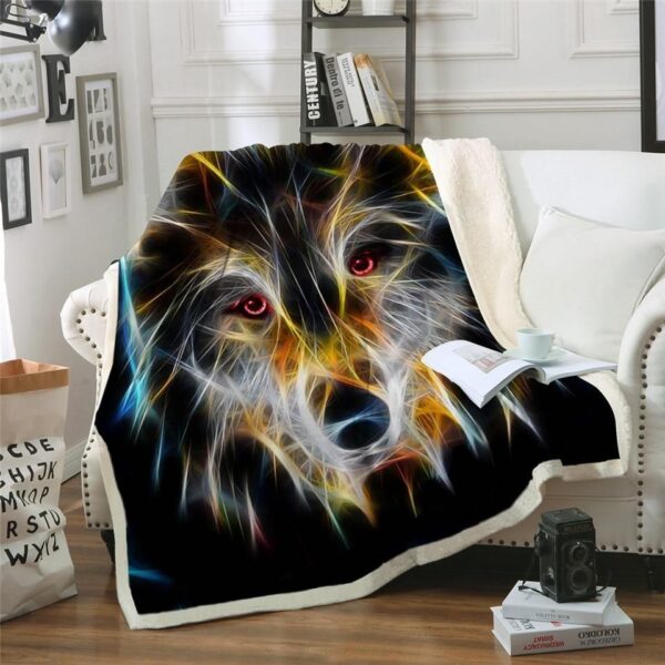 Native American Wolf Fleece Blanket Sherpa Blanket