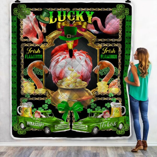 Irish Flamingo Fleece Blanket Sherpa Blanket