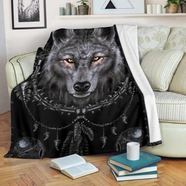 Native American Wolf Fleece Blanket Sherpa Blanket