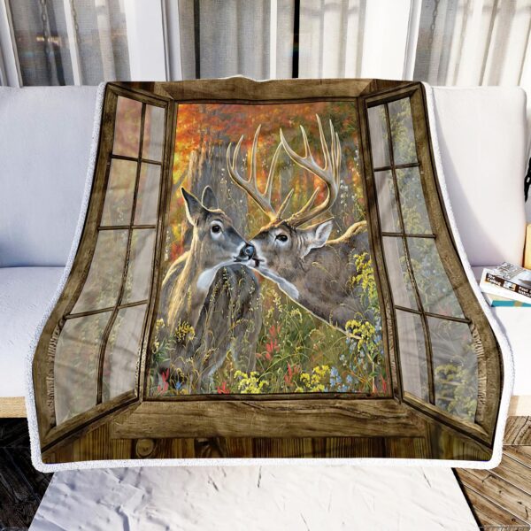 Deer Couple Fleece Blanket Sherpa Blanket