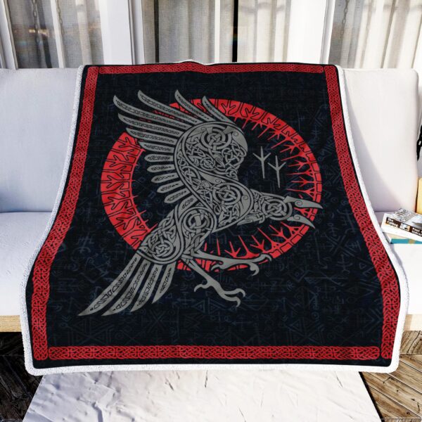 Viking Raven Fleece Blanket Sherpa Blanket