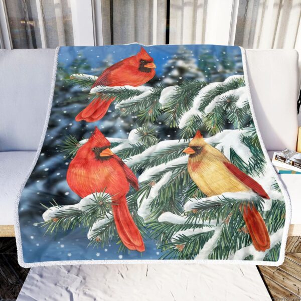 Three Cardinal Fleece Blanket Sherpa Blanket