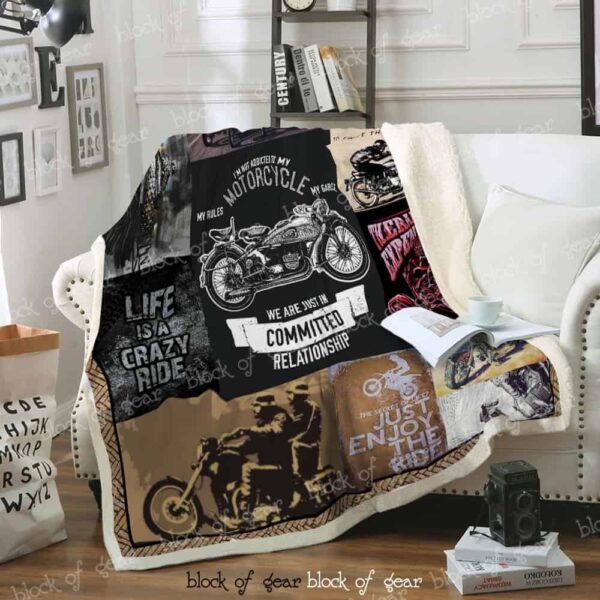 Ride Motorcycle Fleece Blanket Sherpa Blanket