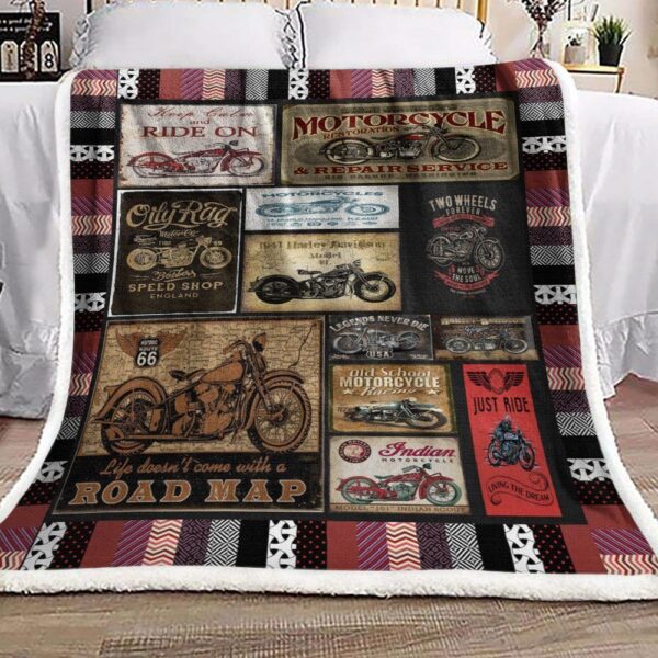 Motorcycle Fleece Blanket Sherpa Blanket