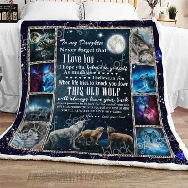 To My Daughter Wolf Family Fleece Blanket Sherpa Blanket