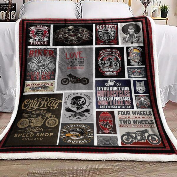 Motorcycle Fleece Blanket Sherpa Blanket