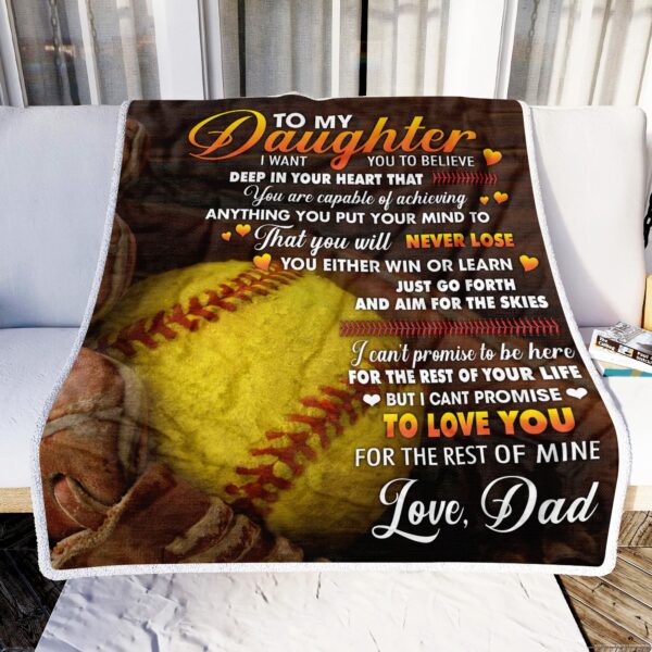 Softball Dad To My Daughter Fleece Blanket Sherpa Blanket