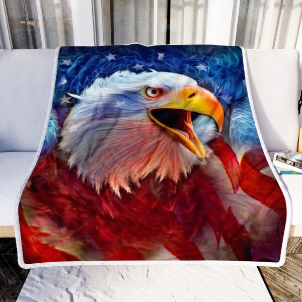 Eagle American Flag Fleece Blanket Sherpa Blanket