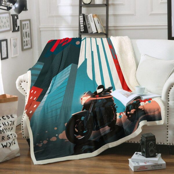 Motorbike Fleece Blanket Sherpa Blanket