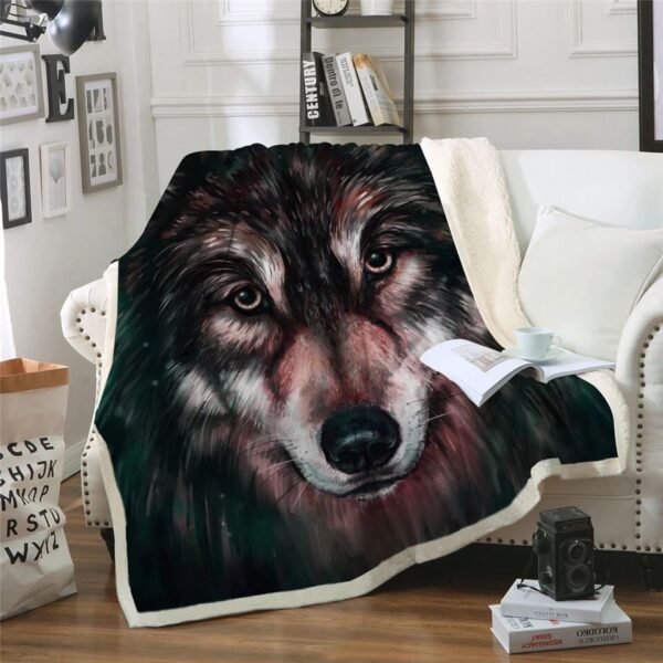 Dark Wolf Fleece Blanket Sherpa Blanket