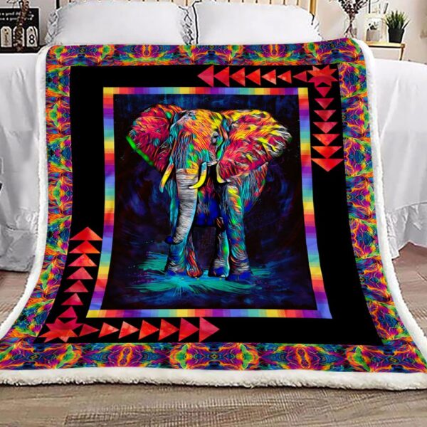 Elephant Colorful Fleece Blanket Sherpa Blanket