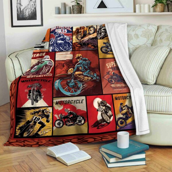 Motorcycle Fleece Blanket Sherpa Blanket