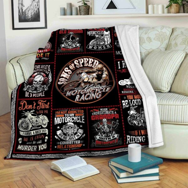 Motorcycle Fleece Blanket Sherpa Blanket