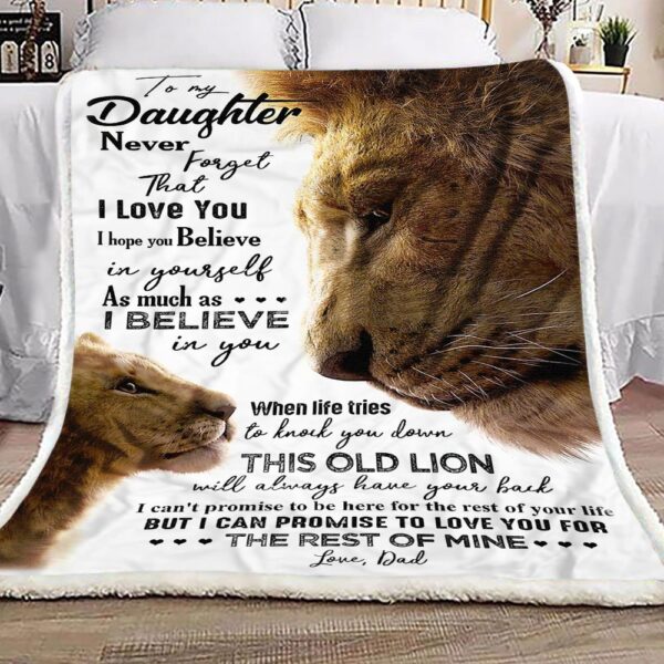 To My Daughter Lion Dad Fleece Blanket Sherpa Blanket