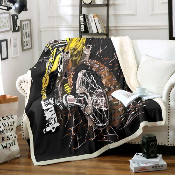 Motorcycle Fleece Blanket Sherpa Blanket