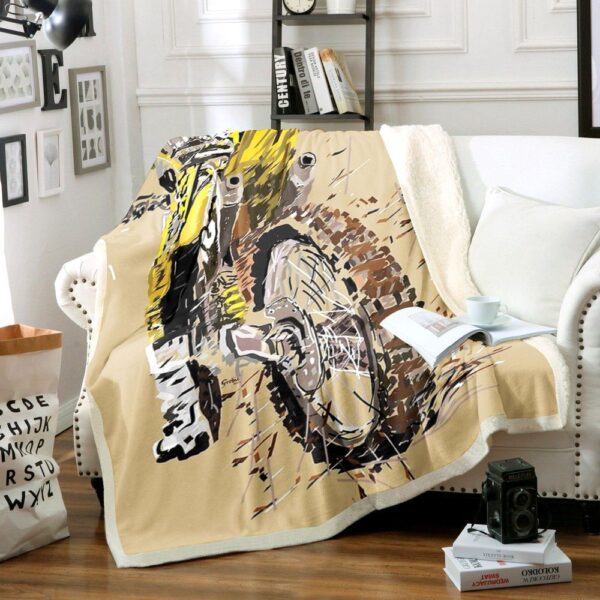 Motorcycle Fleece Blanket Sherpa Blanket