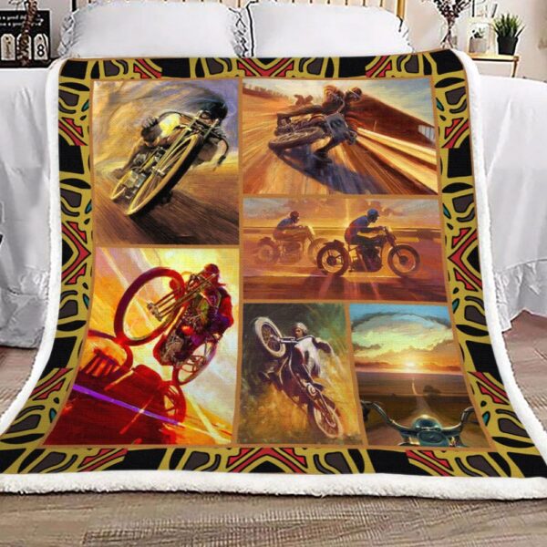 Motorbike Fleece Blanket Sherpa Blanket