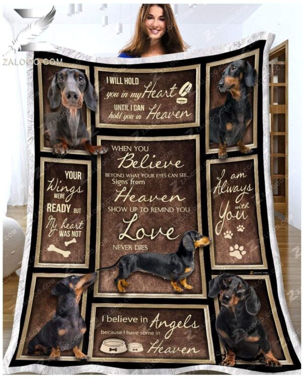 Dachshund When You Believe Fleece Blanket Sherpa Blanket
